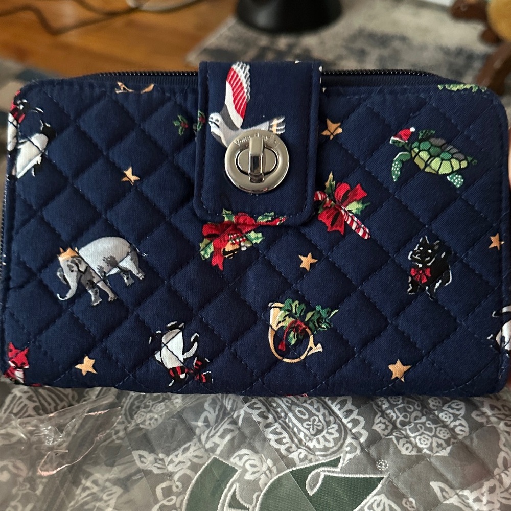 Vera Bradley Quilted Navy Animal Print Wallet